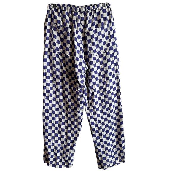 Holiday Emma Mulholland High Waisted Check Linen Pull on Pant Purple L - Picture 4 of 9